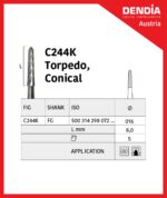 فرز کارباید تورپیدو مخروطی مخصوص توربین C244K (بسته ۵ عددی) - تصویر 2