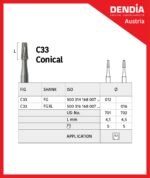 فرز کارباید تیپر با پره های دنده ای با شنک بلند مخصوص توربین C33.FGXL (بسته ۵ عددی) - تصویر 2