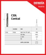 فرز کارباید تیپر سر بلند با پره های دنده ای با شنک بلند مخصوص توربین C33L.FGXL (بسته ۵ عددی) - تصویر 2