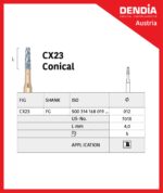 فرز کارباید مخروطی سر صاف مخصوص توربین CX23 (بسته ۵ عددی) - تصویر 2