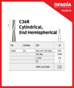 فرز کارباید برداشت آمالگام استوانه ای کوتاه با انتهای گرد مخصوص توربین C36R (بسته ۵ عددی) - تصویر 2